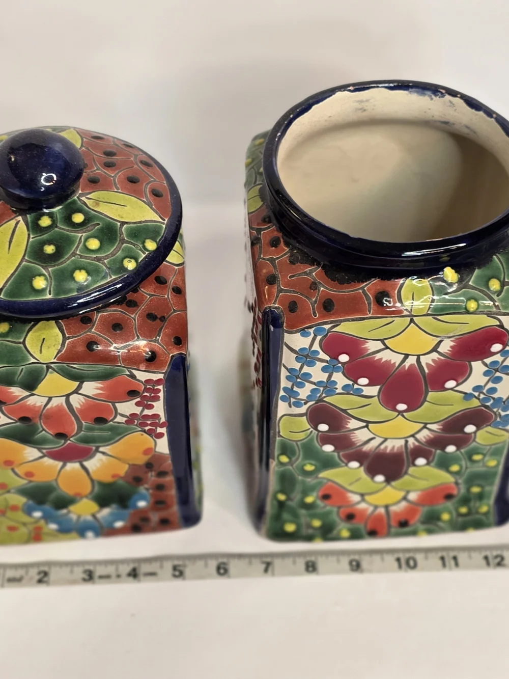 Hand-Painted Mexican Ceramic Canisters Set